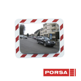 Porsa Trafikspejl med kant hvid/rød